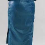 TEAL VEGAN LEATHER JASPRE SKIRT plus-size - AMOUR781