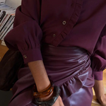 WINE RUFFLE MILEY SHIRT plus-size - AMOUR781