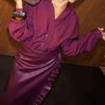 WINE RUFFLE MILEY SHIRT plus-size - AMOUR781
