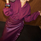 WINE RUFFLE MILEY SHIRT plus-size - AMOUR781