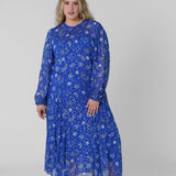 BLUE RUNNING PAISLEY BIBI DRESS plus-size - AMOUR781