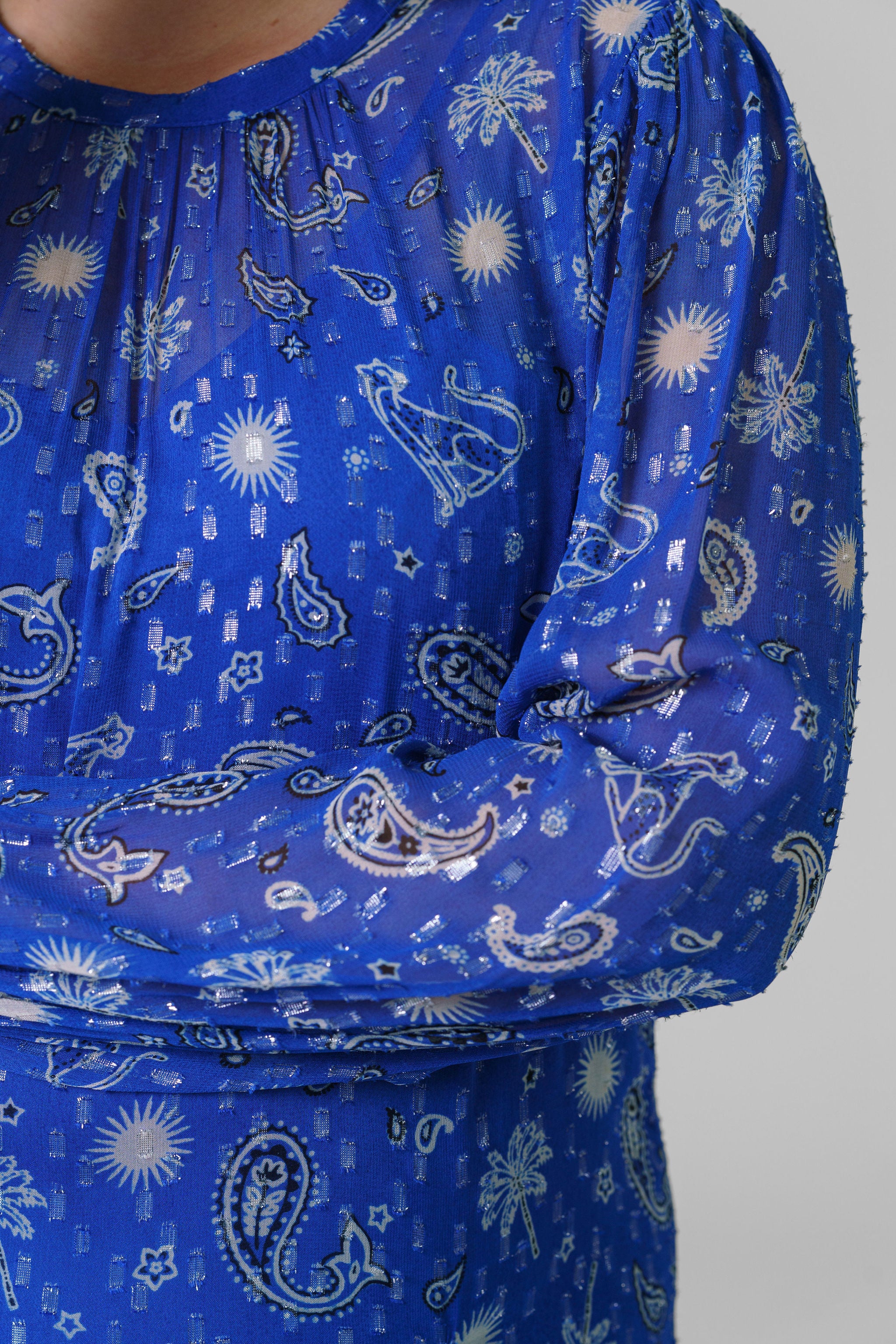 BLUE RUNNING PAISLEY BIBI DRESS – AMOUR781