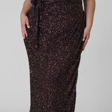 CHOCLATE SEQUIN JASPRE SKIRT - AMOUR781