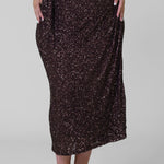 CHOCLATE SEQUIN JASPRE SKIRT - AMOUR781