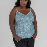 ICE BLUE SEQUIN CAMI TOP - AMOUR781