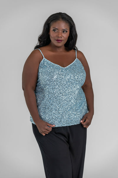 トップス BIRTHDAY BASH KR CAMISOLE SET UP BLUE Blue Floral Print High Neck Tankini Set With Shorts