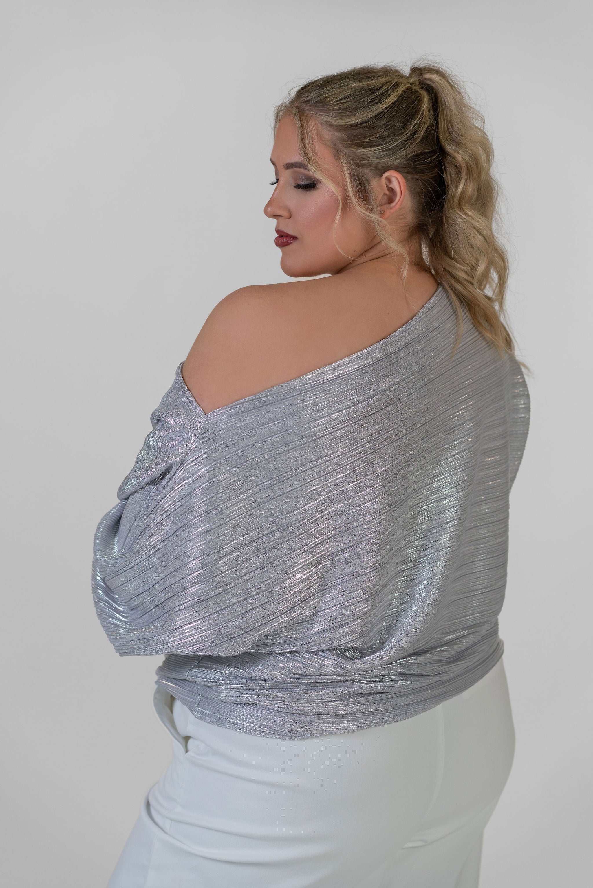 SILVER PLISSE TILLY TOP - AMOUR781