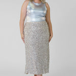 SILVER SEQUIN DORRIS SKIRT plus-size - AMOUR781