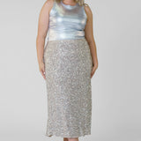 SILVER SEQUIN DORRIS SKIRT plus-size - AMOUR781