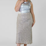 SILVER SEQUIN DORRIS SKIRT plus-size - AMOUR781