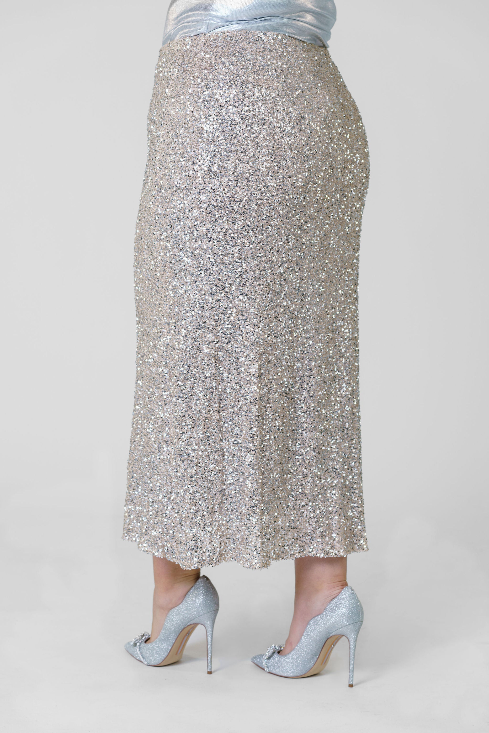 SILVER SEQUIN DORRIS SKIRT plus-size - AMOUR781