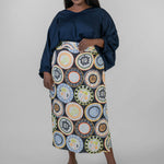 MULTI ABSTRACT JASPRE WRAP SKIRT - AMOUR781