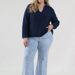 BLANKET STITCH GETAWAY SWEATER plus-size - AMOUR781