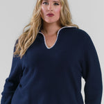 BLANKET STITCH GETAWAY SWEATER plus-size - AMOUR781