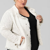 COLLARED FRINGE JACKET plus-size - AMOUR781