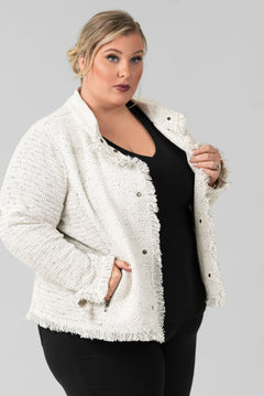 COLLARED FRINGE JACKET plus-size - AMOUR781