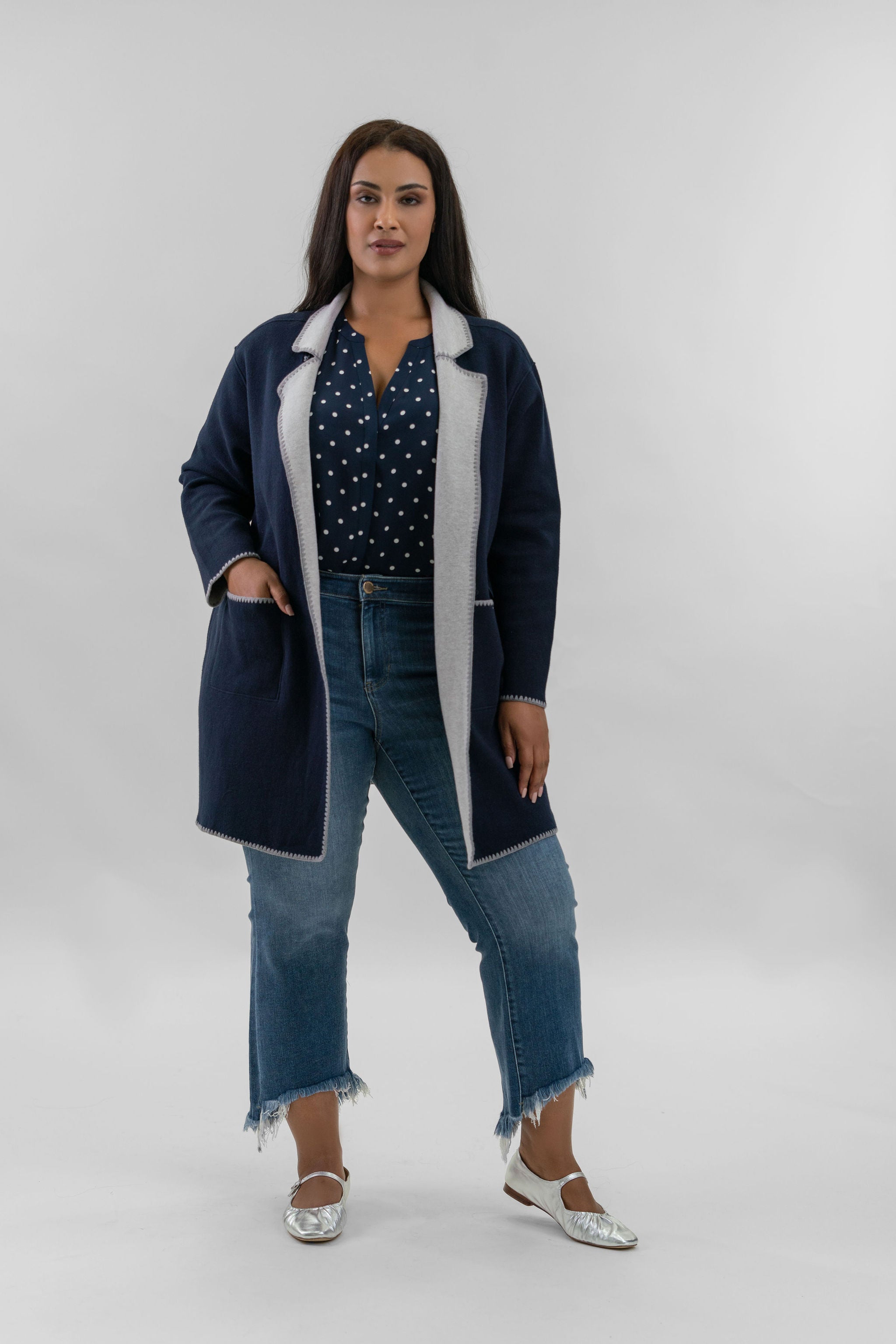 COOL NIGHTS REVERSIBLE KNIT JACKET plus-size - AMOUR781