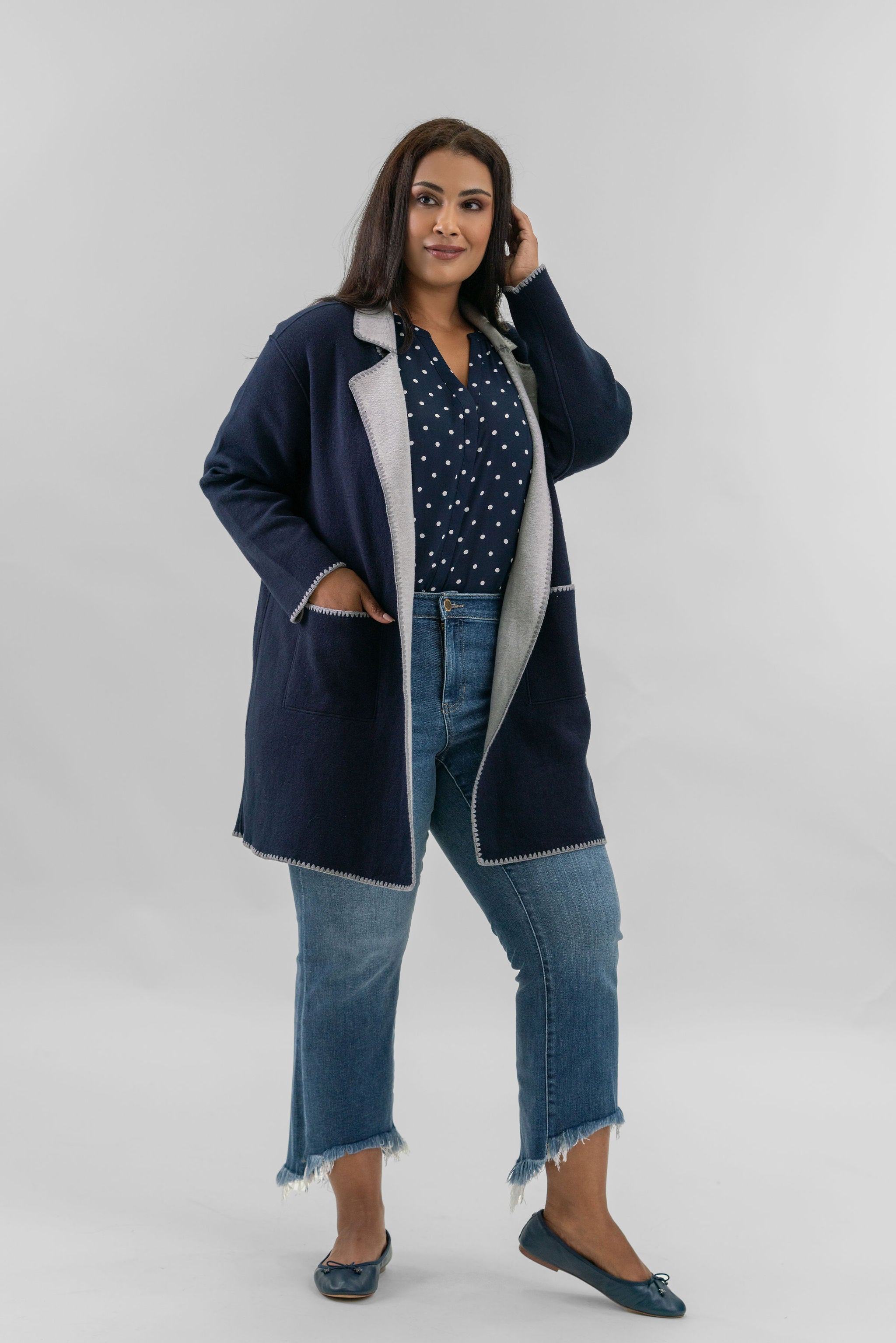 COOL NIGHTS REVERSIBLE KNIT JACKET plus-size - AMOUR781