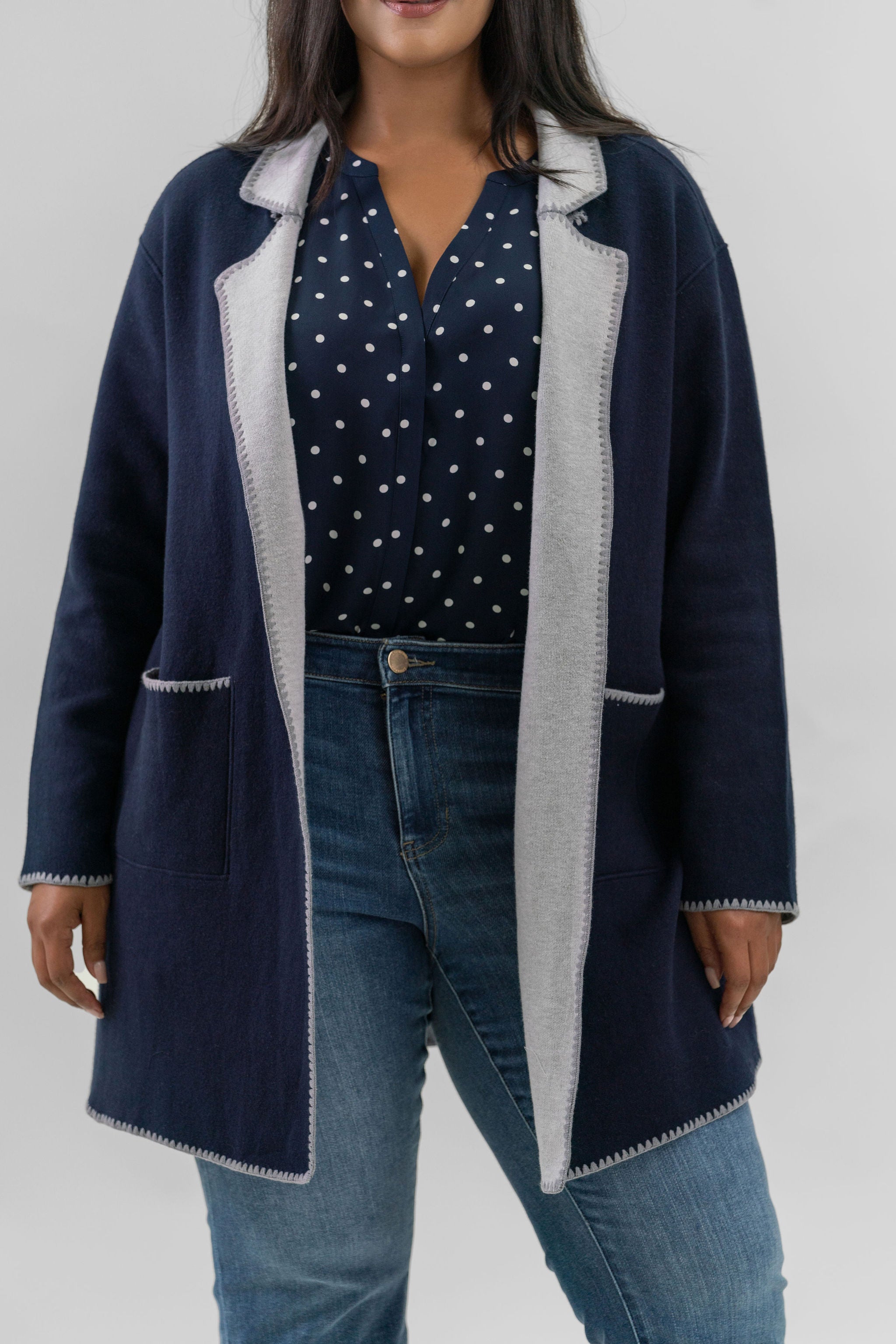 COOL NIGHTS REVERSIBLE KNIT JACKET plus-size - AMOUR781