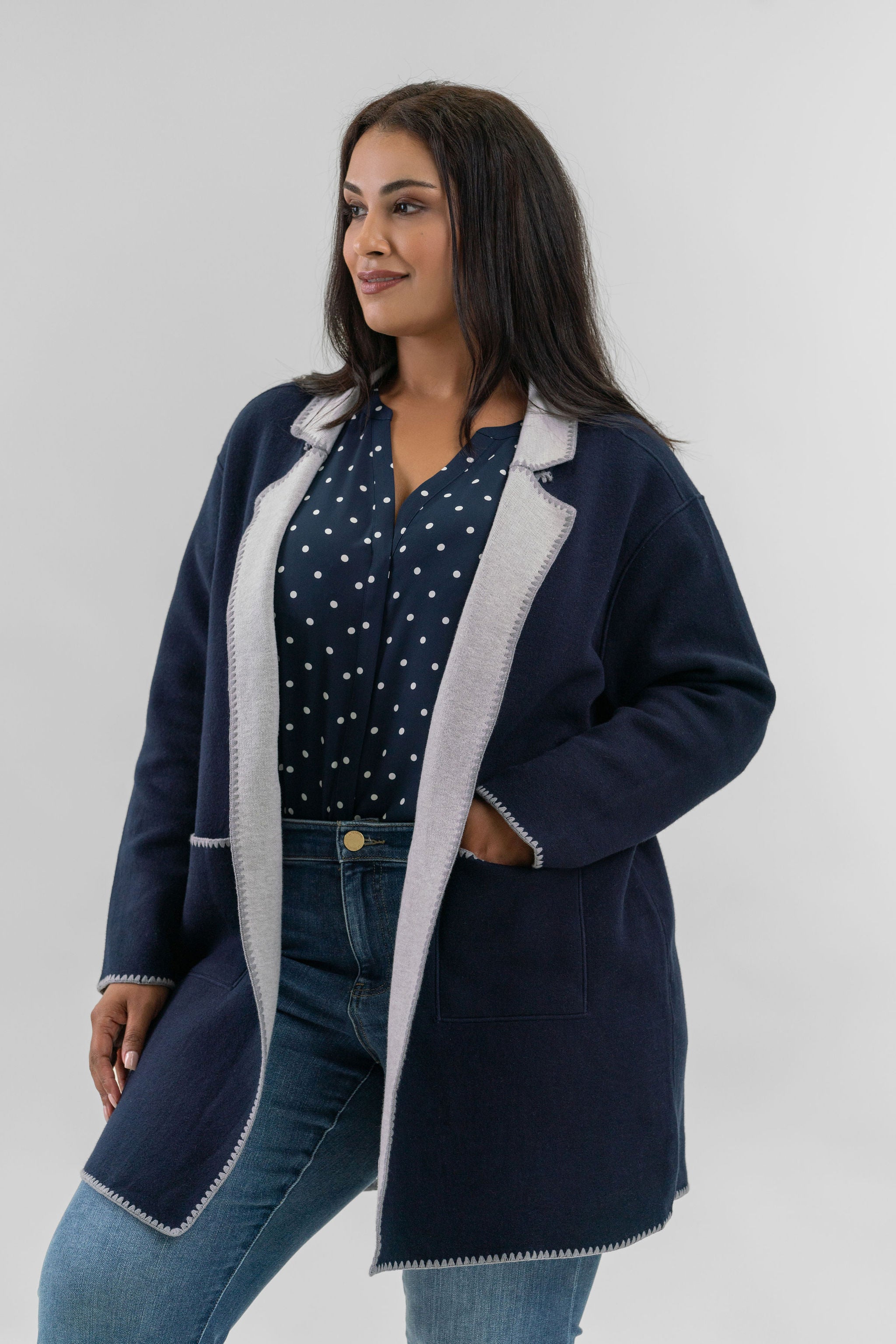 COOL NIGHTS REVERSIBLE KNIT JACKET plus-size - AMOUR781