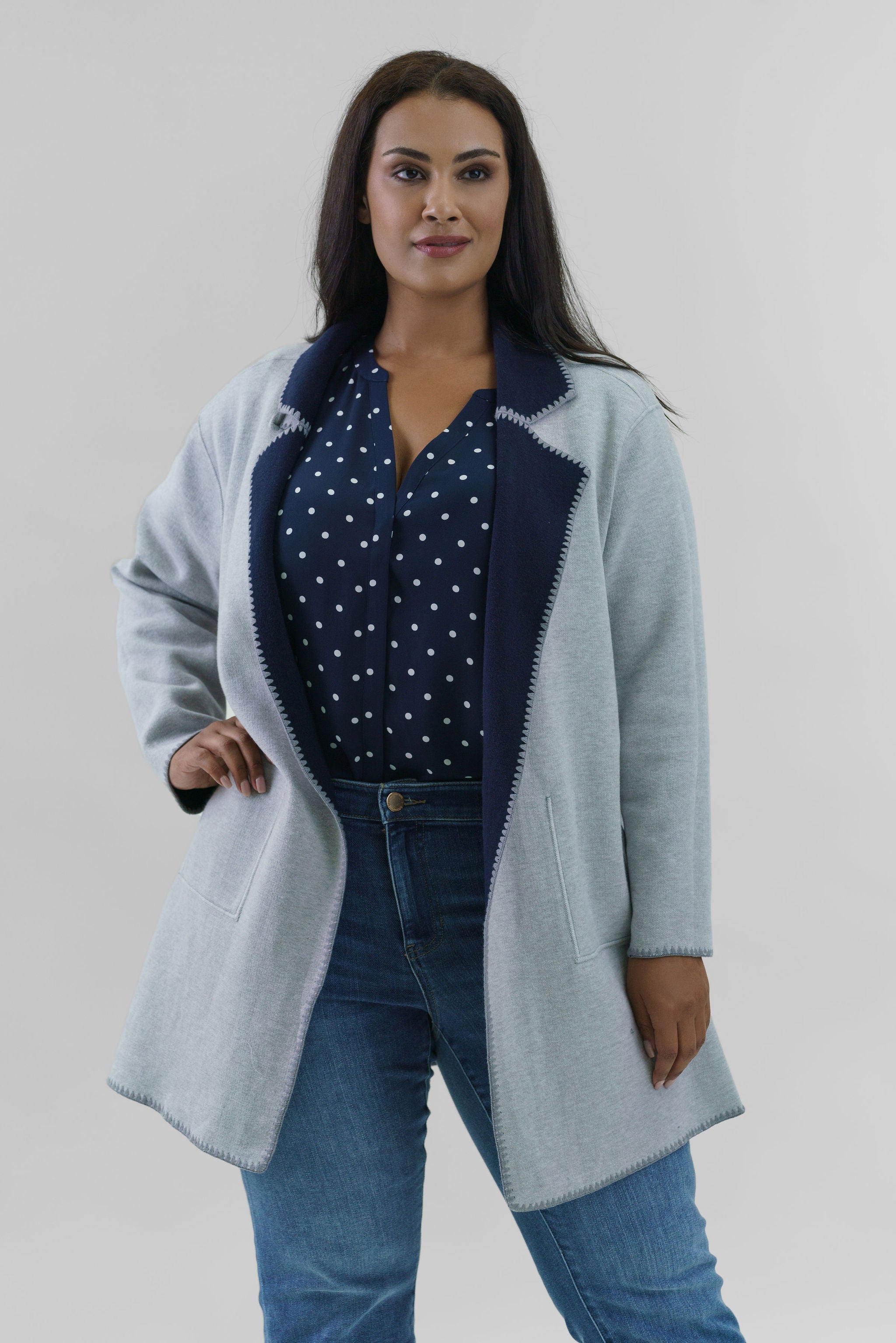 COOL NIGHTS REVERSIBLE KNIT JACKET plus-size - AMOUR781