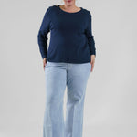 Plus size, long sleeve button shoulder, featuring chic button details on the shoulder for a touch of sophistication