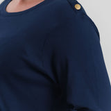 Plus size, long sleeve button shoulder, featuring chic button details on the shoulder for a touch of sophistication