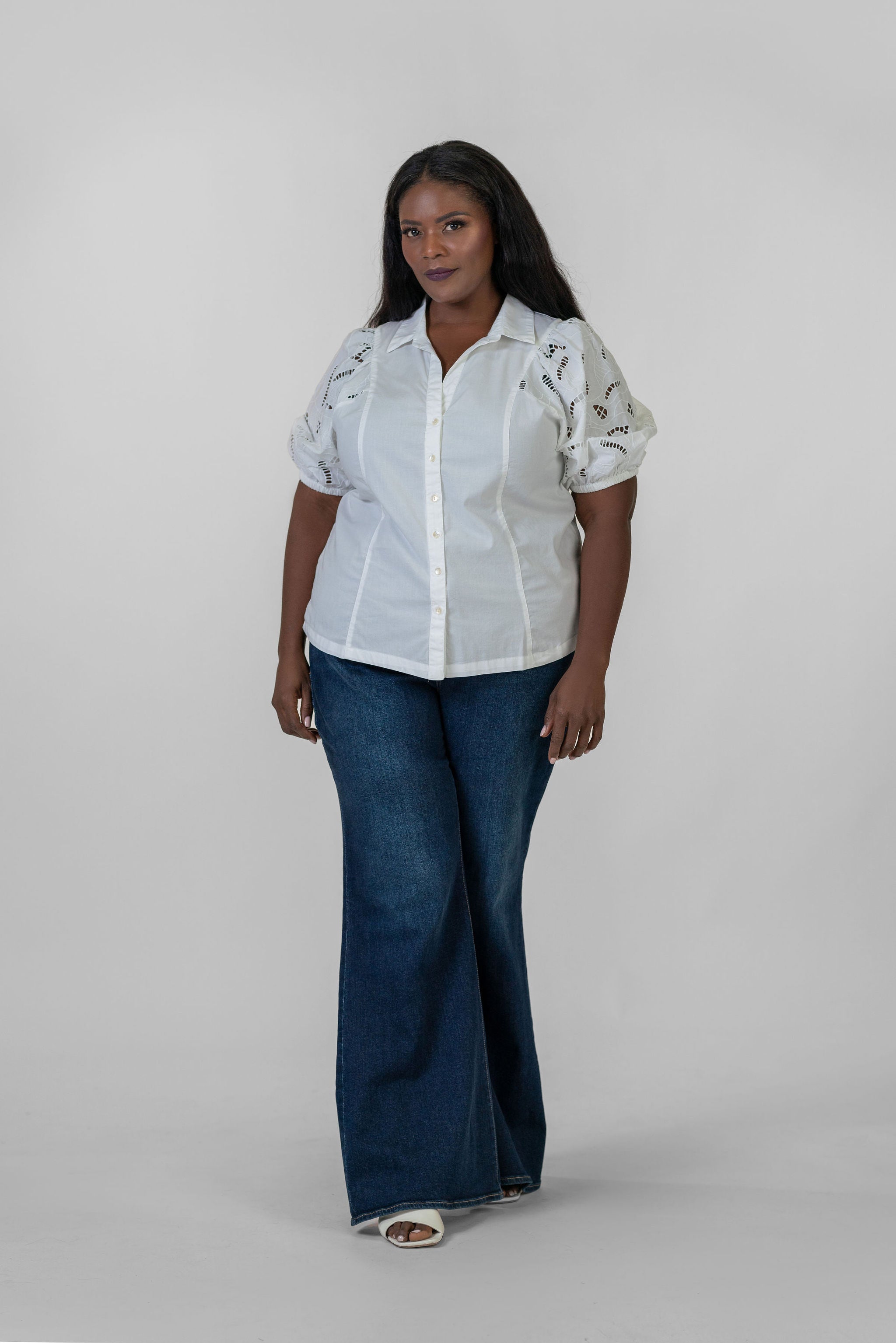 EYELET SLEEVES SHIRT plus-size - AMOUR781