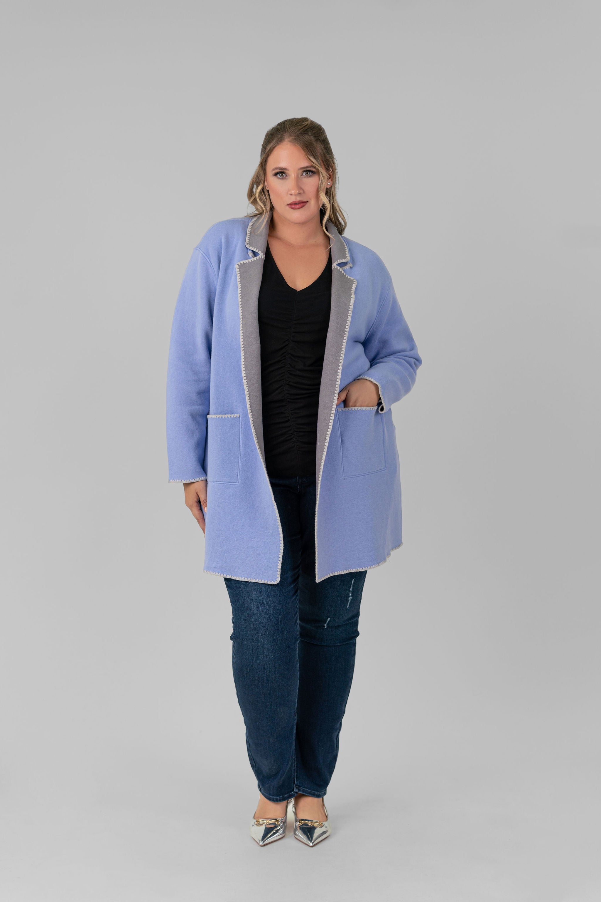 COOL NIGHTS REVERSIBLE KNIT JACKET plus-size - AMOUR781