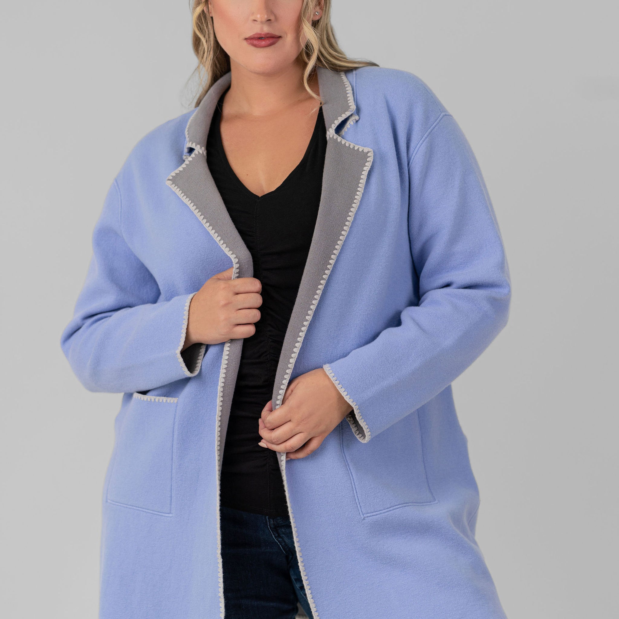 COOL NIGHTS REVERSIBLE KNIT JACKET plus-size - AMOUR781