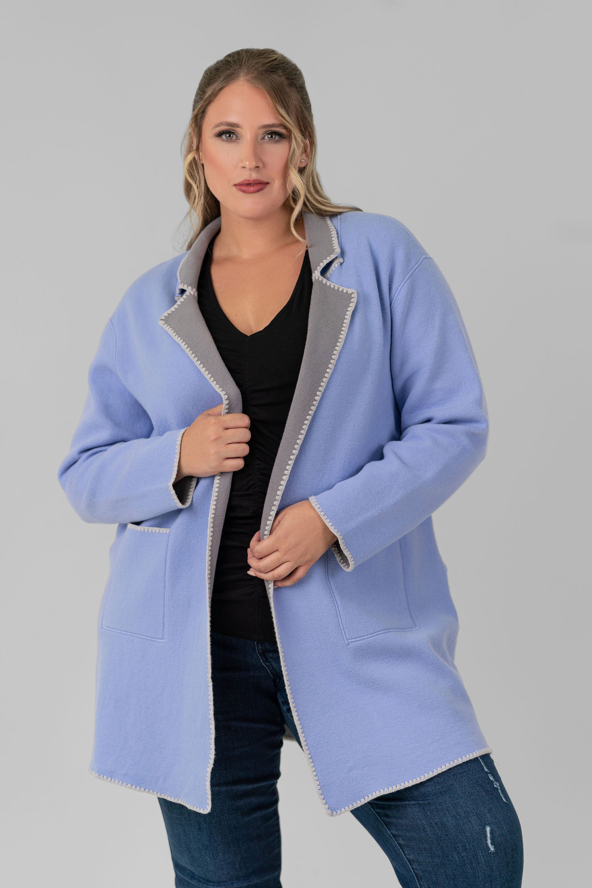 COOL NIGHTS REVERSIBLE KNIT JACKET plus-size - AMOUR781