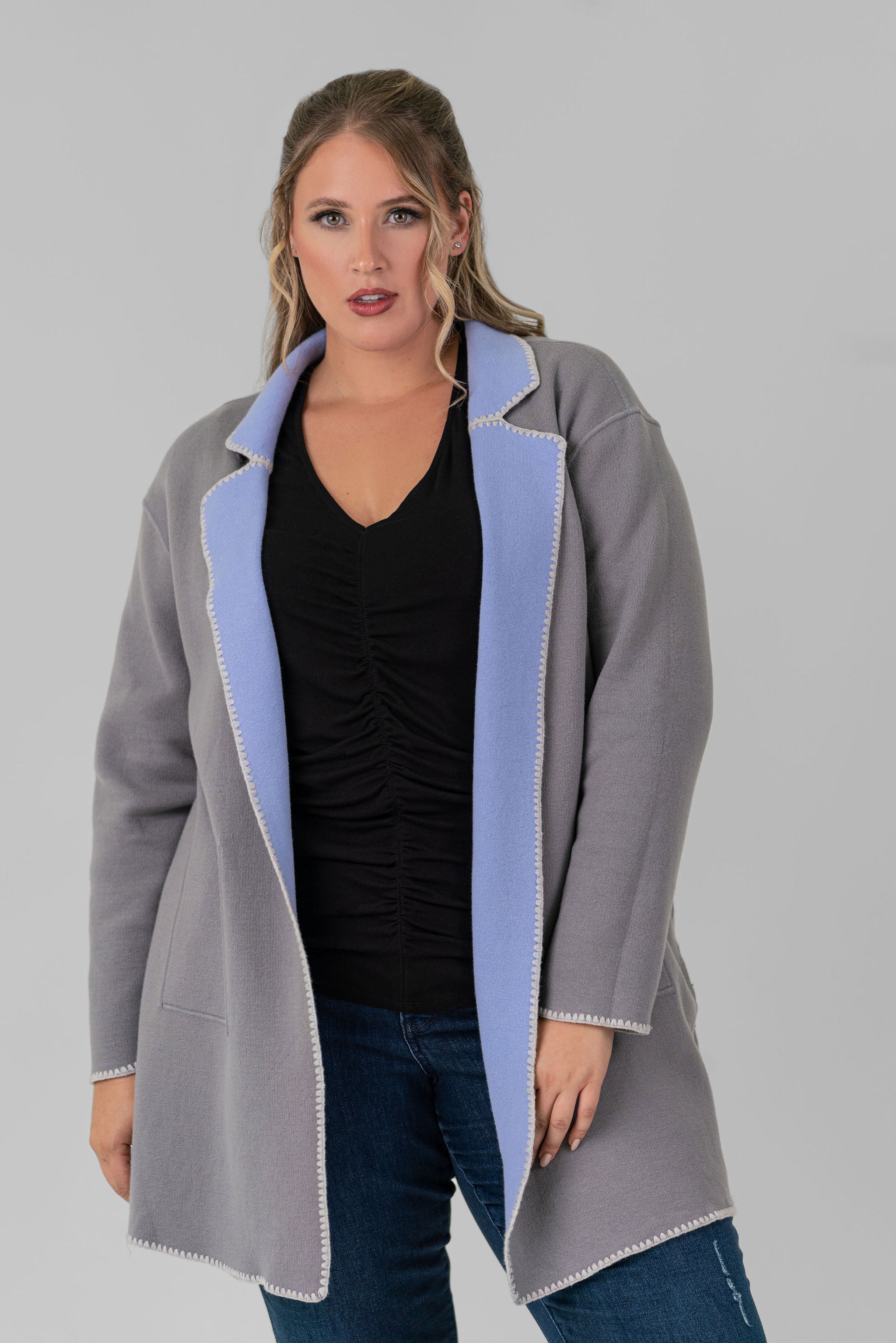 COOL NIGHTS REVERSIBLE KNIT JACKET plus-size - AMOUR781