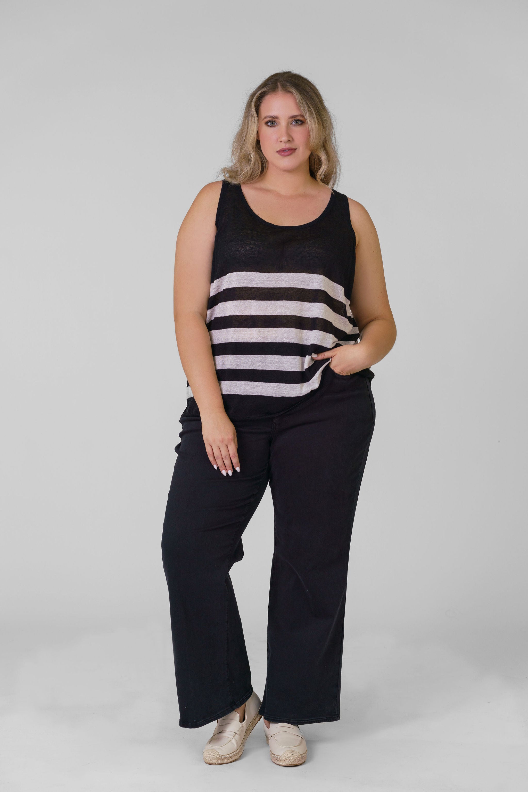 FEATHERWEIGHT STRIPED TANK plus-size - AMOUR781