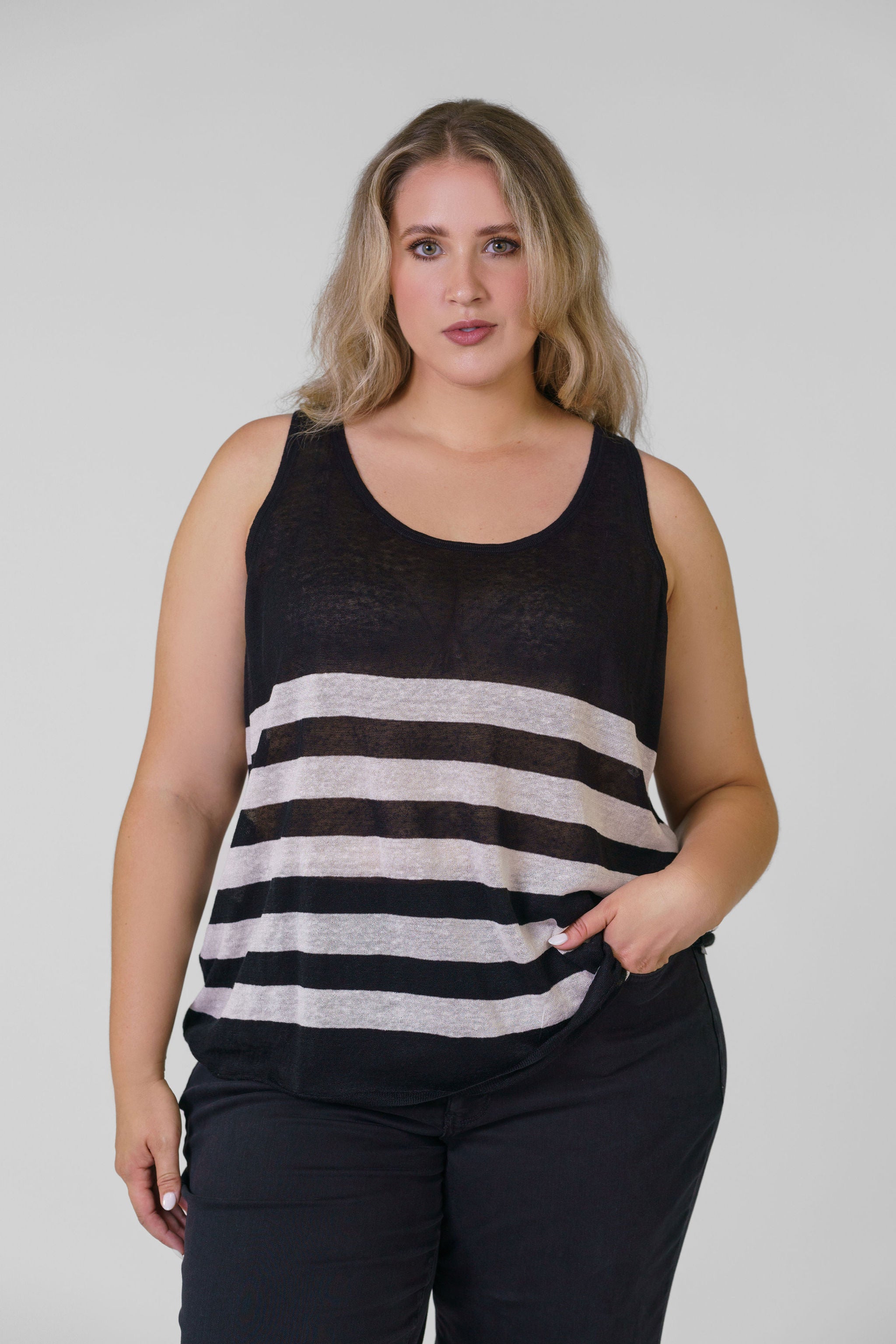 FEATHERWEIGHT STRIPED TANK plus-size - AMOUR781