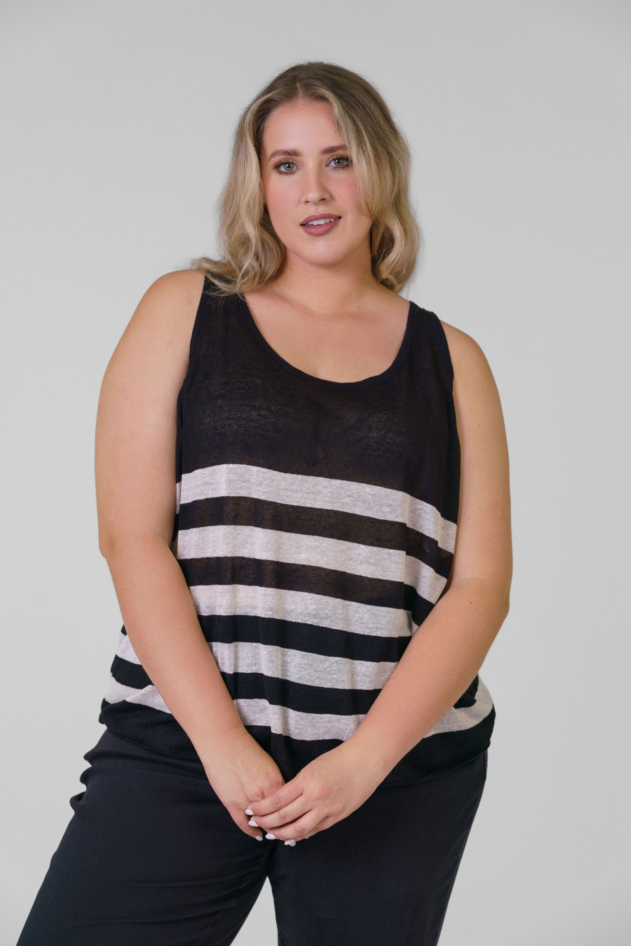 FEATHERWEIGHT STRIPED TANK plus-size - AMOUR781