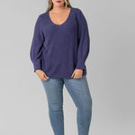 SHAKER KNIT V-NECK SWEATER plus-size - AMOUR781