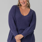 SHAKER KNIT V-NECK SWEATER plus-size - AMOUR781