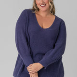 SHAKER KNIT V-NECK SWEATER plus-size - AMOUR781