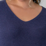 SHAKER KNIT V-NECK SWEATER plus-size - AMOUR781