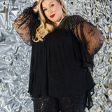 SEQUIN SEMI FLARED PANTS plus-size - AMOUR781