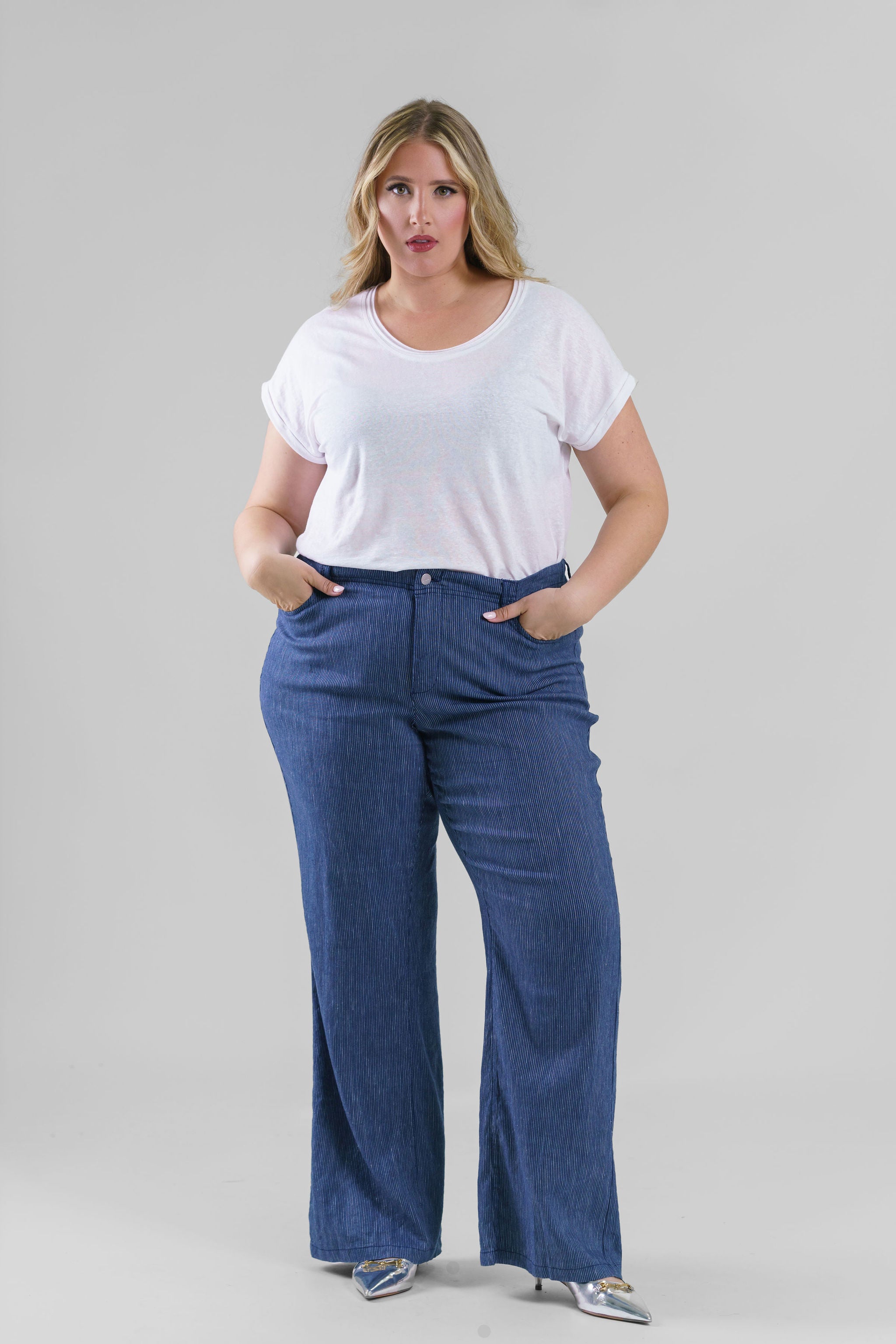 5 POCKET WIDE LEG TROUSER plus-size - AMOUR781