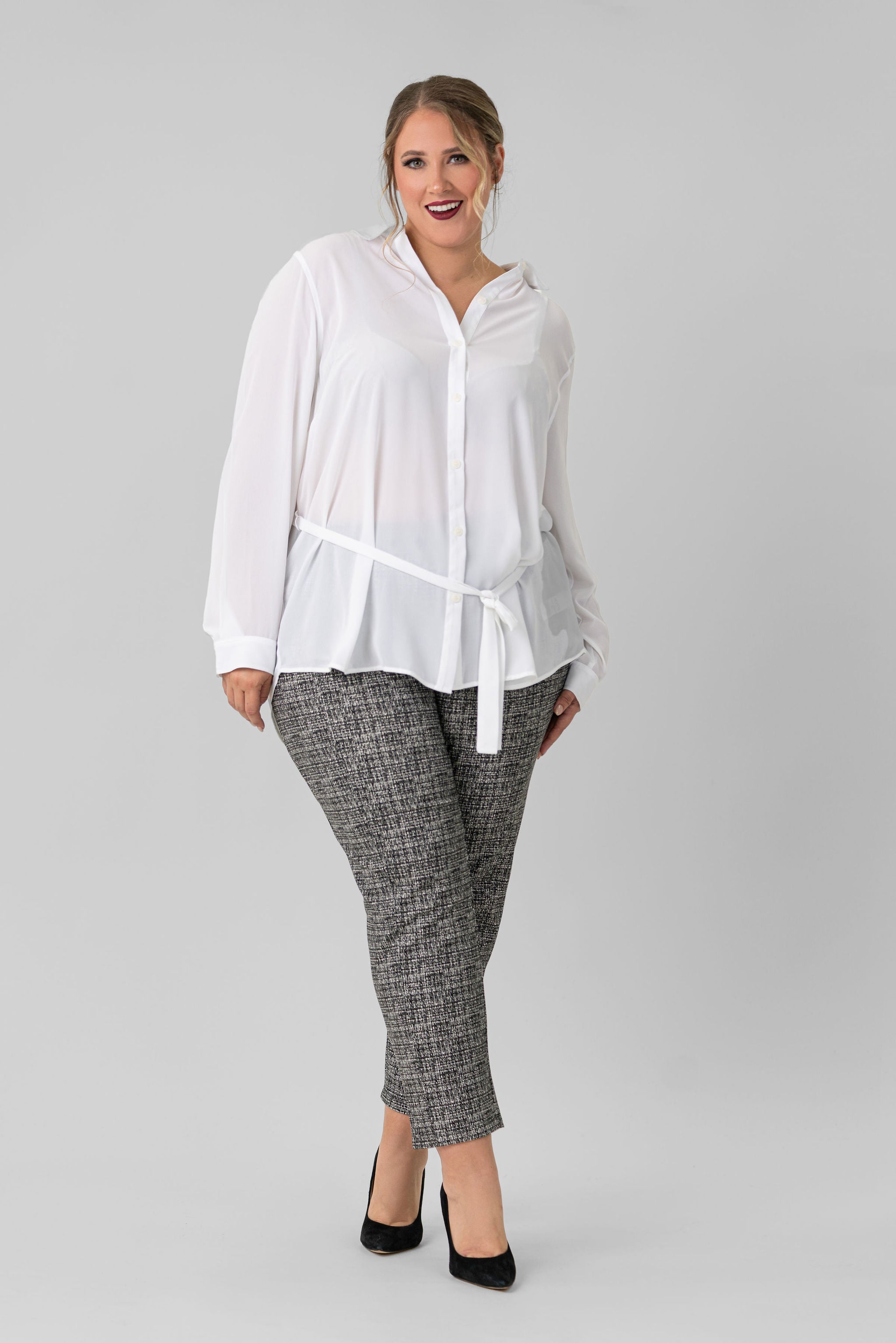 BELTED TUNIC BLOUSE plus-size - AMOUR781