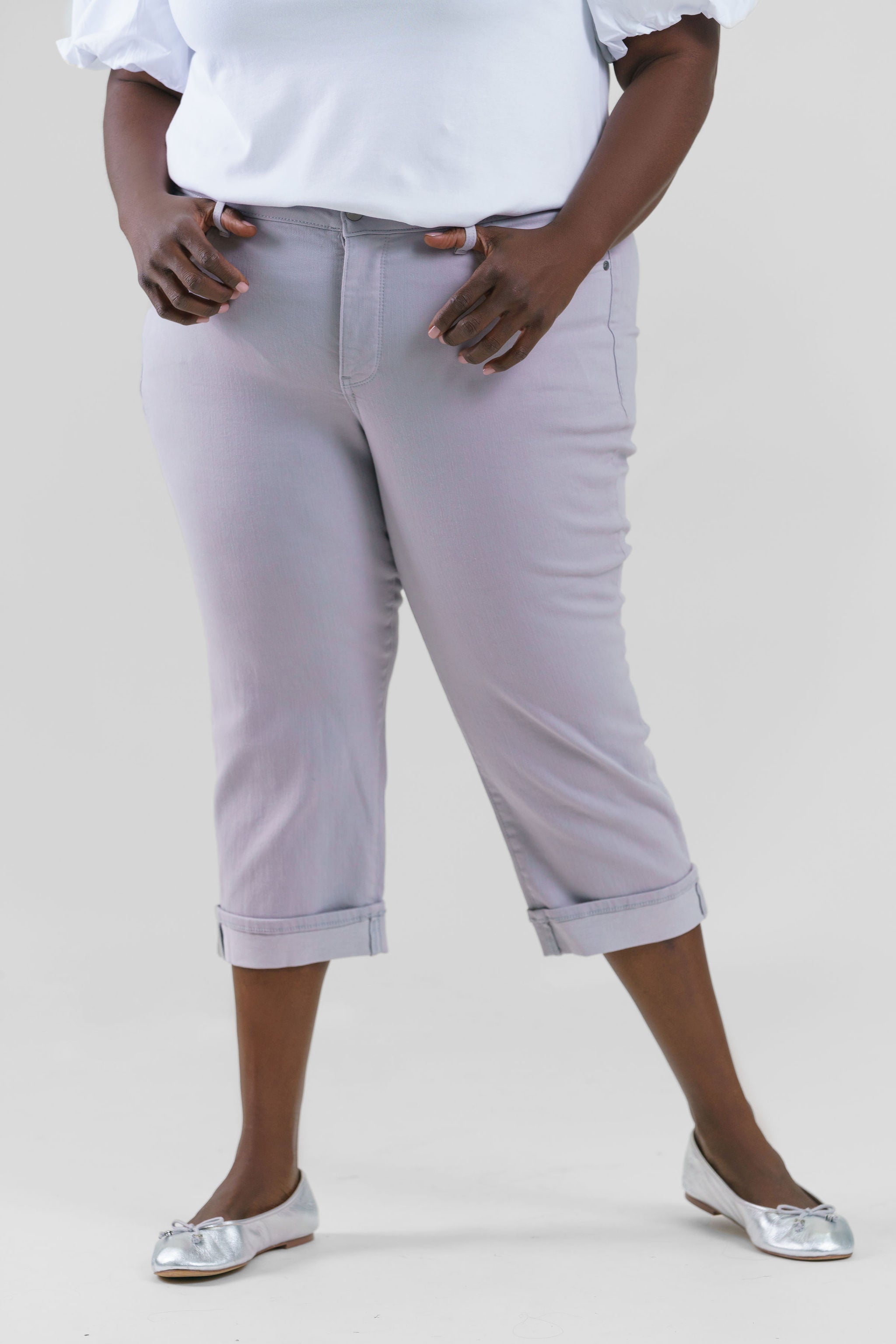 MARILYN STRAIGHT CROP CUFF JEANS plus-size - AMOUR781