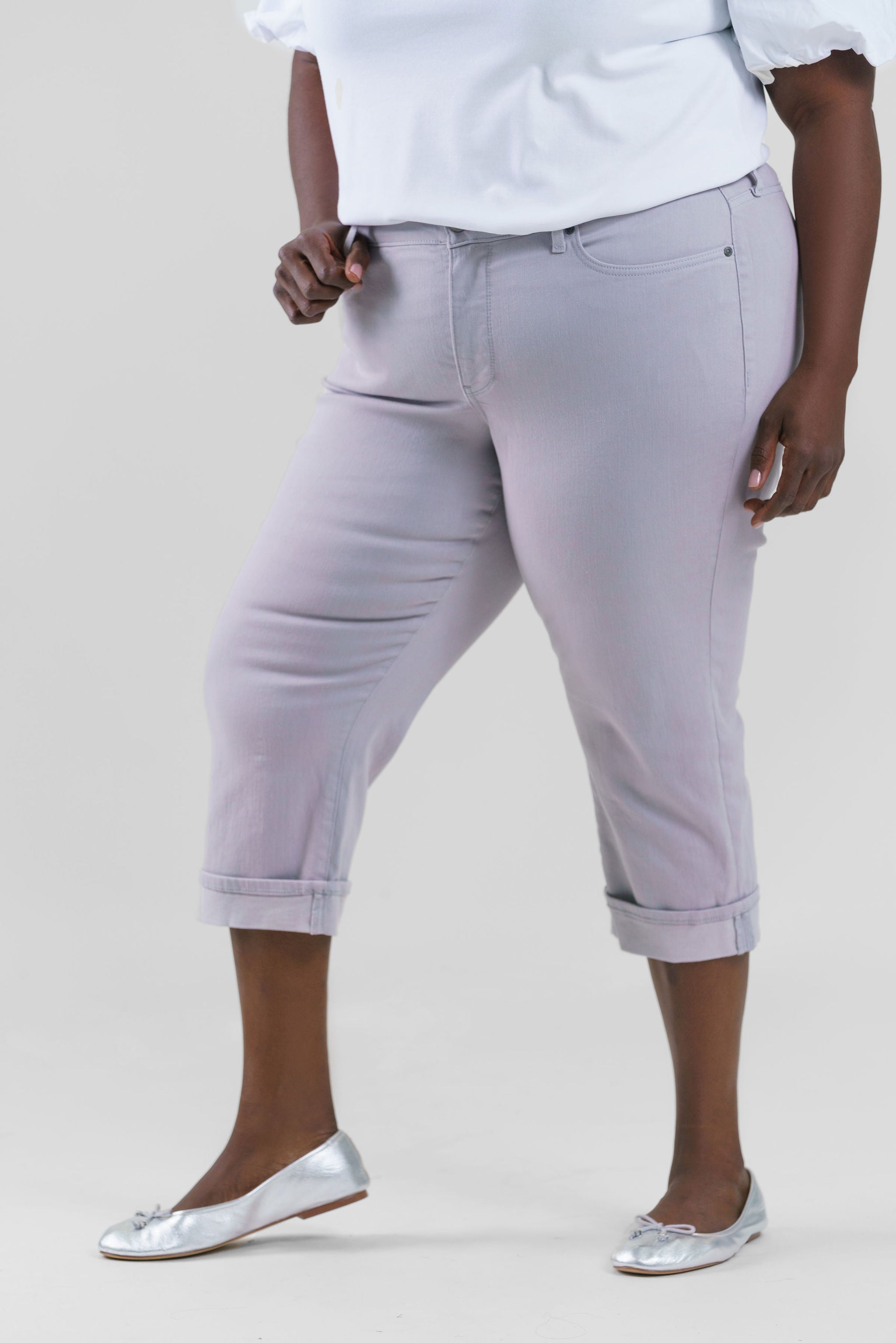 MARILYN STRAIGHT CROP CUFF JEANS plus-size - AMOUR781