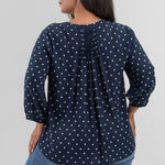 PINTUCK BLOUSE - Indigo Dot plus-size - AMOUR781