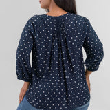 PINTUCK BLOUSE - Indigo Dot plus-size - AMOUR781