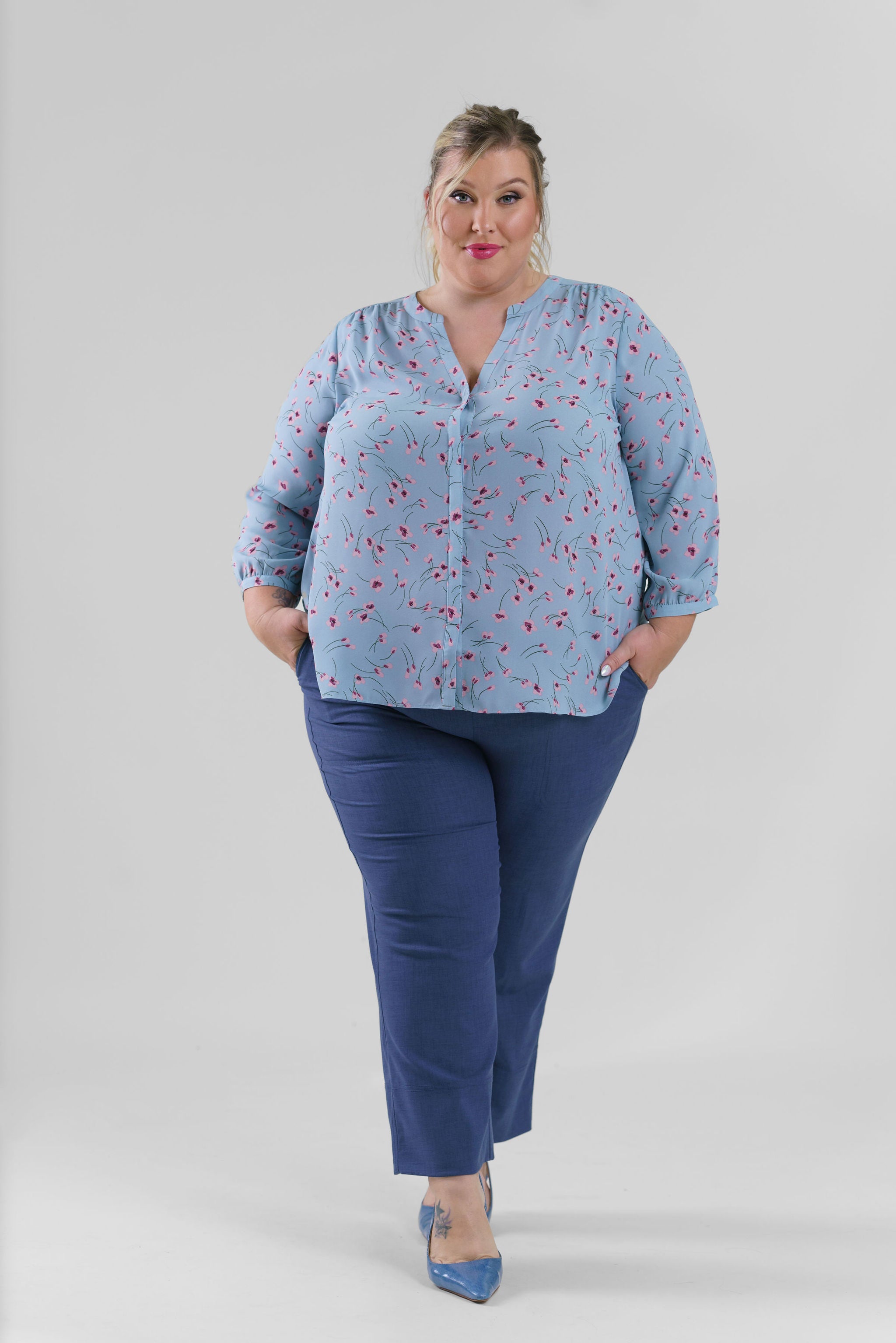 PINTUCK BLOUSE - Mountain Path plus-size - AMOUR781