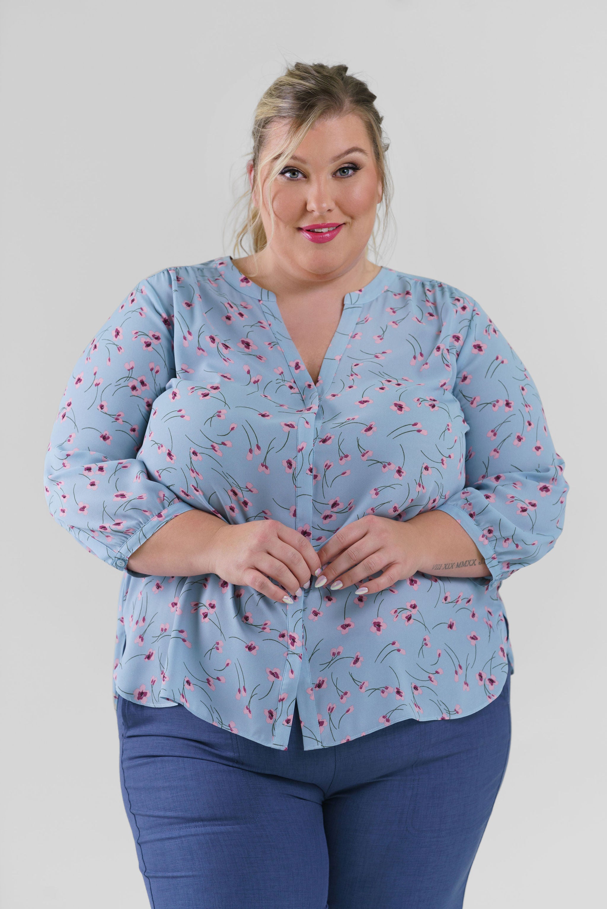 PINTUCK BLOUSE - Mountain Path plus-size - AMOUR781