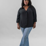 PINTUCK BLOUSE - Black plus-size - AMOUR781