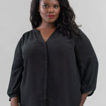 PINTUCK BLOUSE - Black plus-size - AMOUR781